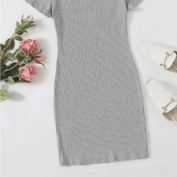 SHEIN Solid Rib-Knit Bodycon Dress - Picture 2 of 5